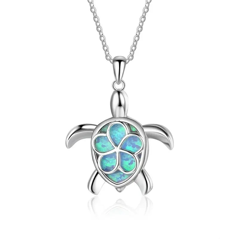 Sea Turtle with Flowers Pendant