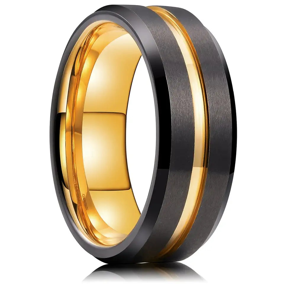 The Emberline | Tungsten Ring with Inlay, 8mm, Dome Fit