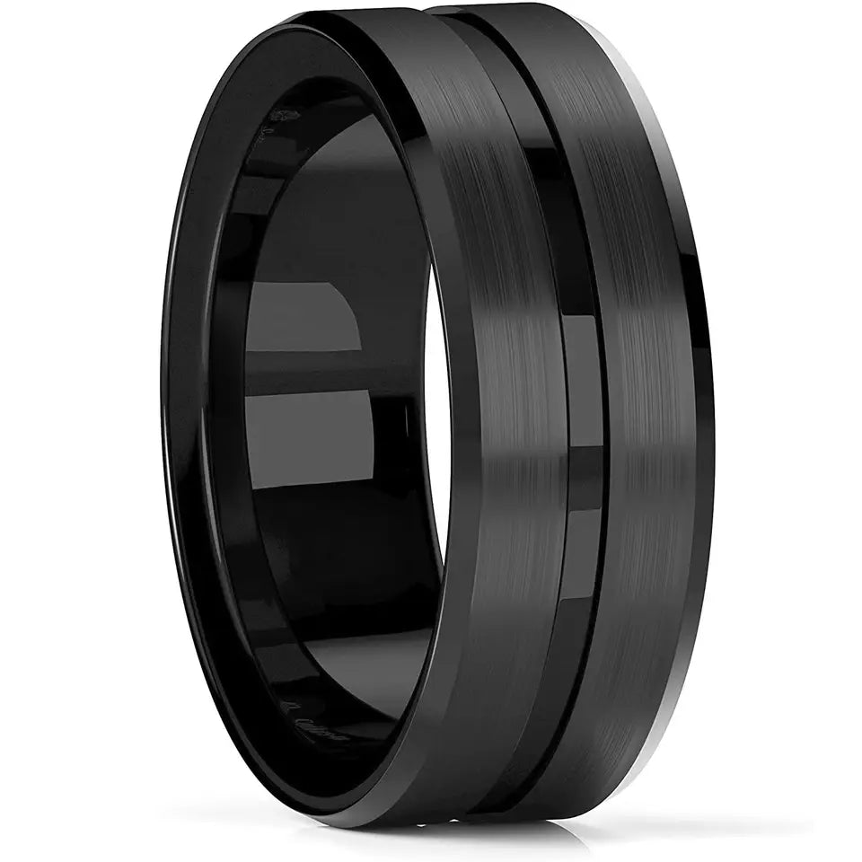 The Blackfin | Slate Black Tungsten Ring, 8mm, Dome Fit