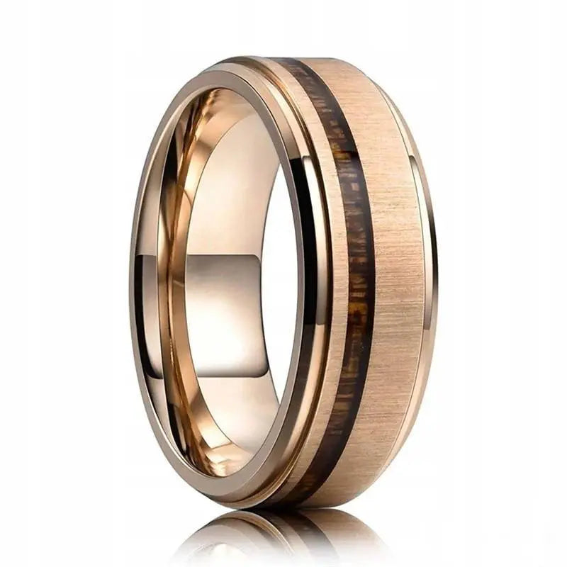The Crest | Koa Wood Tungsten Ring, Dome Fit, 8mm