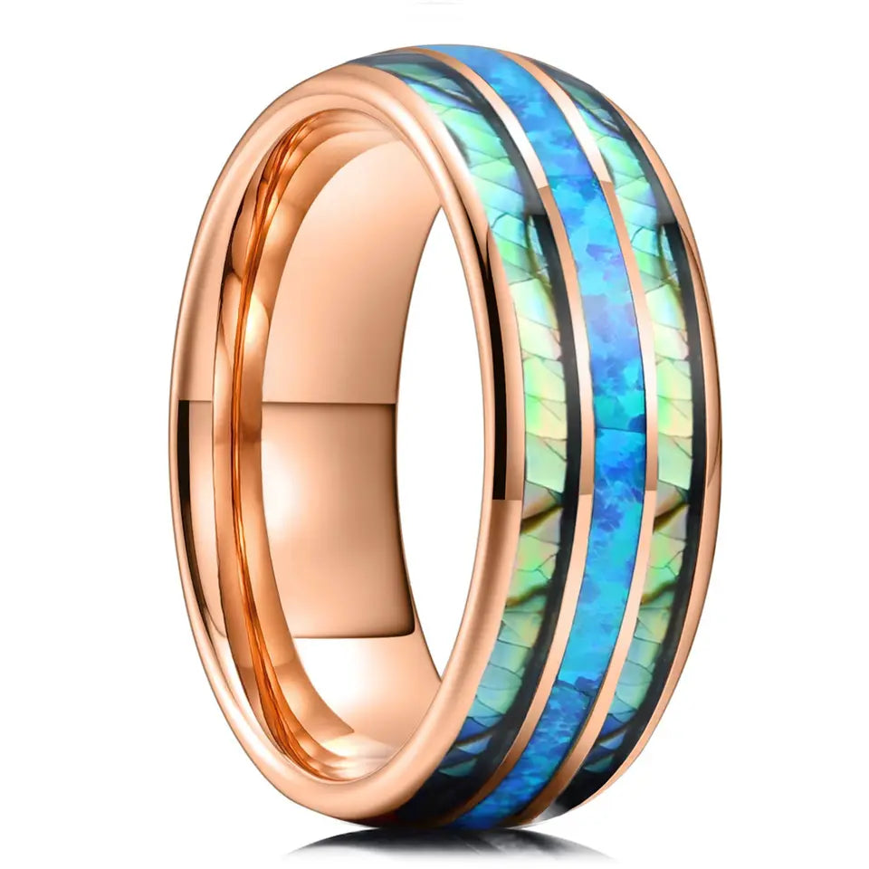 The Mirage | Tungsten Ring with Shell Inlay, Dome Fit, 8mm