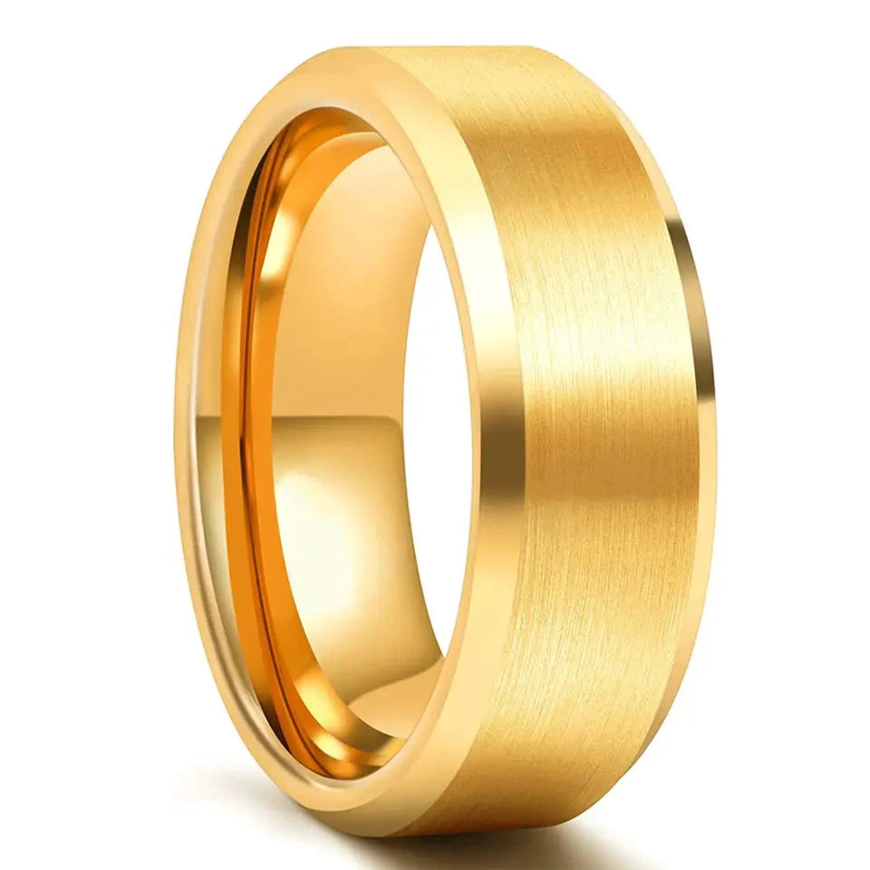 The Sol | Gold Color Tungsten Ring, 8mm, Dome Fit