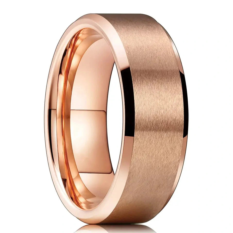The Solace | Rose Gold Color Tungsten Ring, 8mm, Dome Fit
